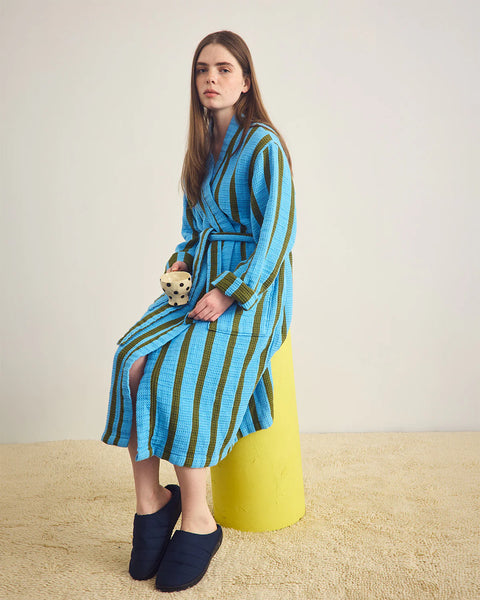 Stripe Waffle Bathrobe