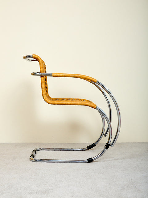 Vintage Cantilever Caned Armchair