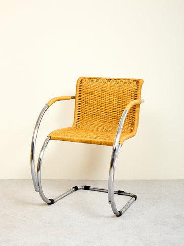 Vintage Cantilever Caned Armchair