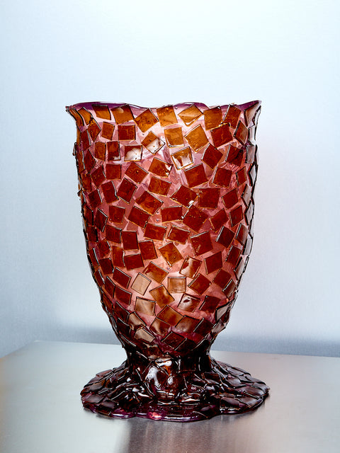 Large Rock Vessel in Pink Amber