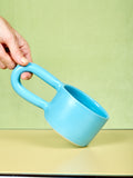Blue short stoneware mug by Workaday Handmade