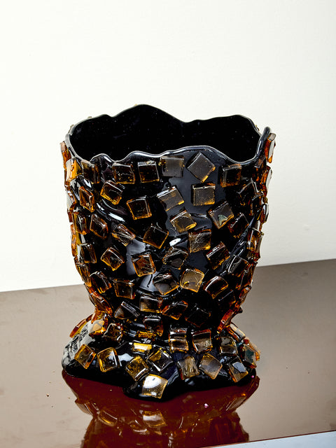 Decorative resin vase with mosaic tile design